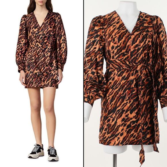 Sandro Lunas Tiger-Print Silk Dress - Picture 1 of 5